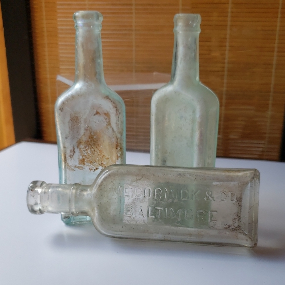 Vintage Glass Bottles - Clear and Aqua